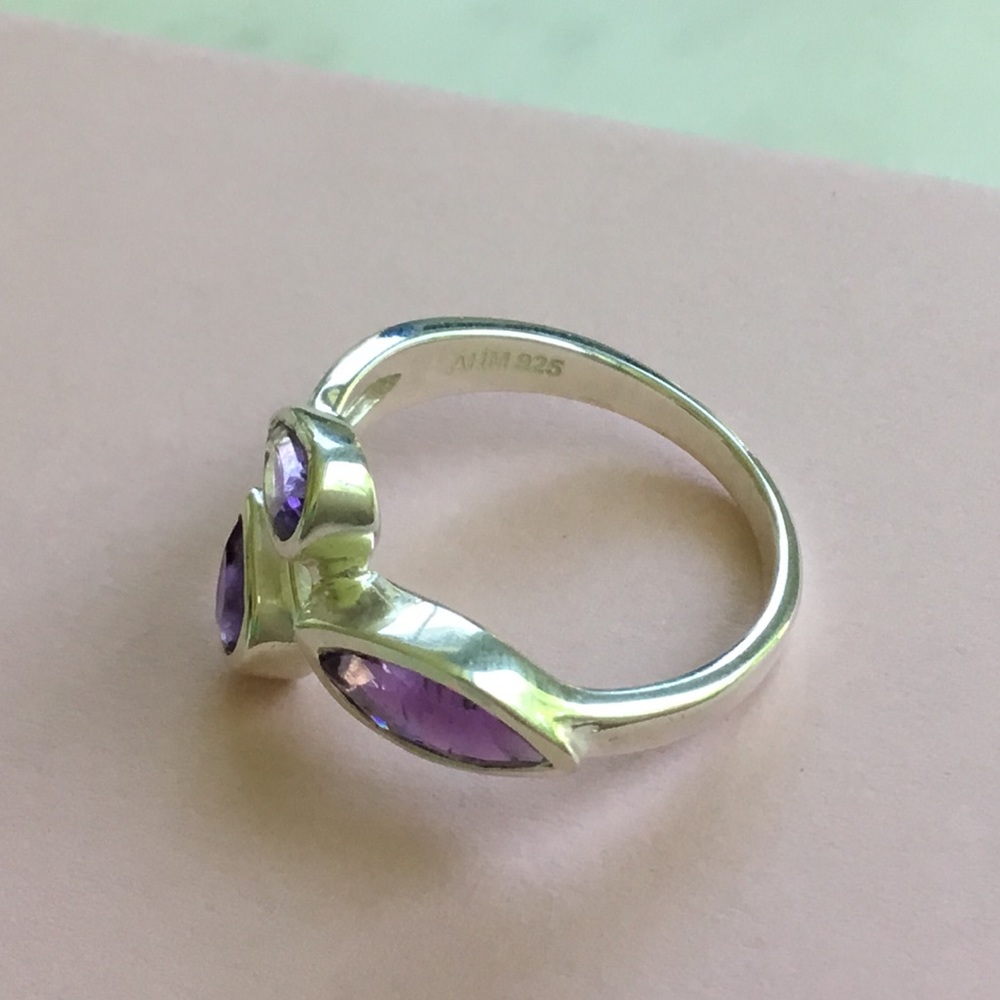 Genuine Amethyst .925 Sterling Silver Ring - Picture 7 of 16